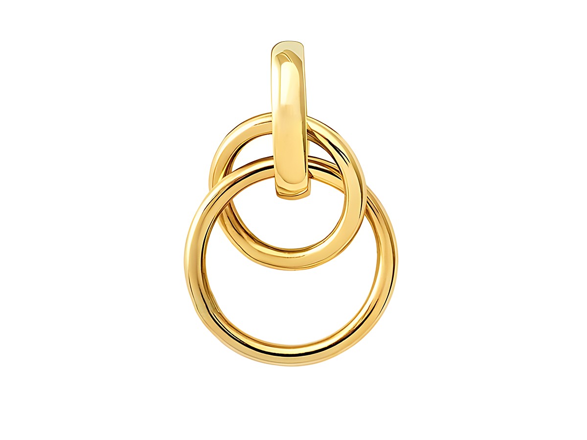 Polierter Gelbgold Anhänger von Xenox mit zwei ineinander geschlungenen Ringen, Stilvolles Design aus 585 Echt Gold, ideal für Schmuckliebhaber.