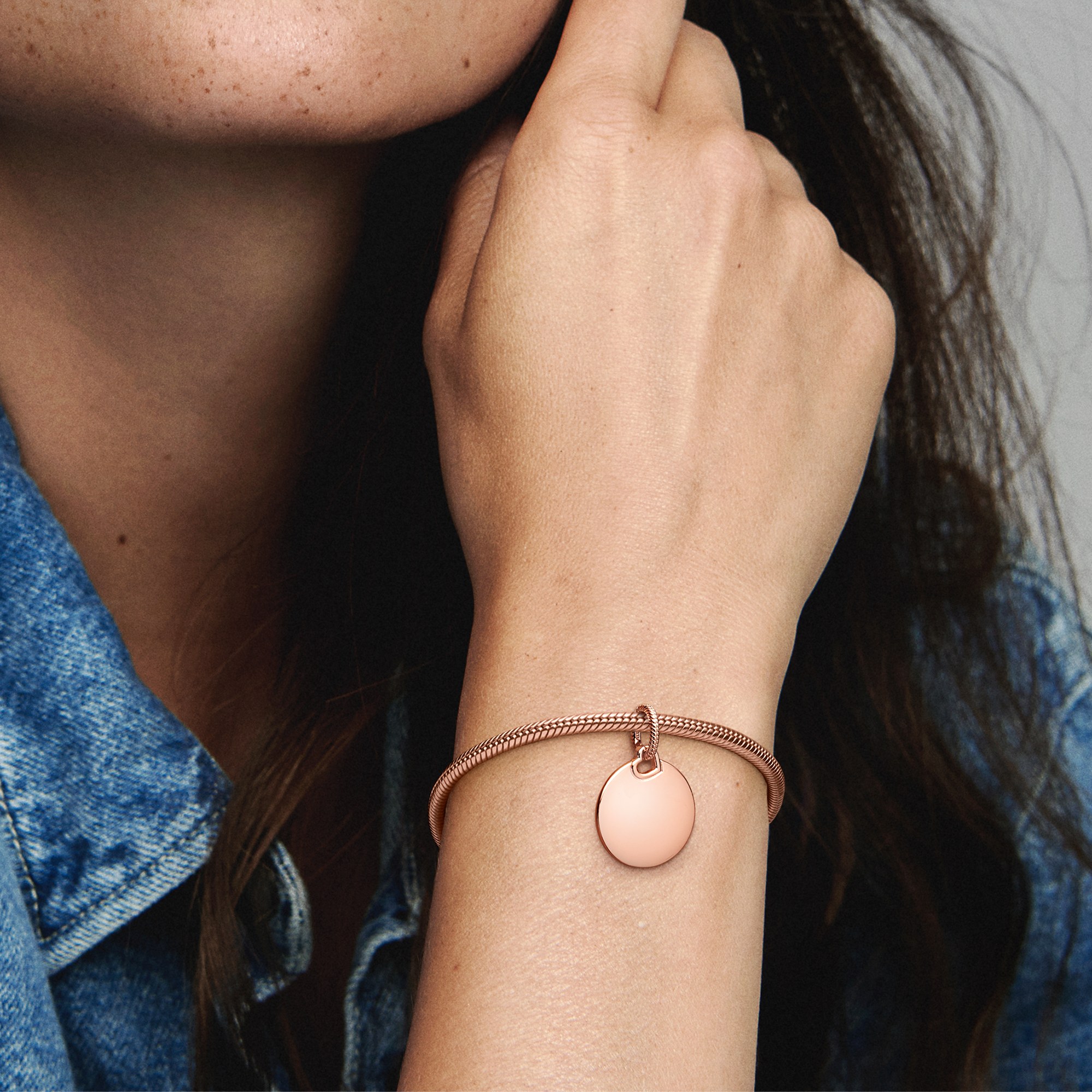 Pandora gravierbarer Anhänger runder Tag-Anhänger - Roségold vergoldet – Ansicht 5