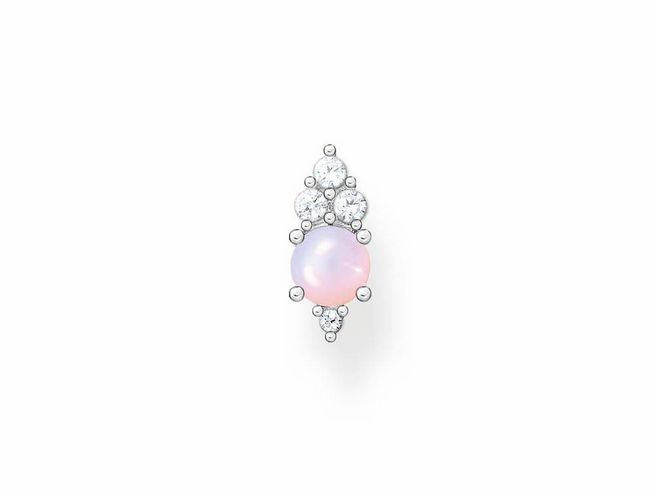 Thomas Sabo Charming Ohrstecker aus Sterling Silber mit einem Glas-Keramik Stein in sanftem Rosa und funkelnden Zirkonia-Steinen, stilvolles und elegantes Design für jeden Anlass.