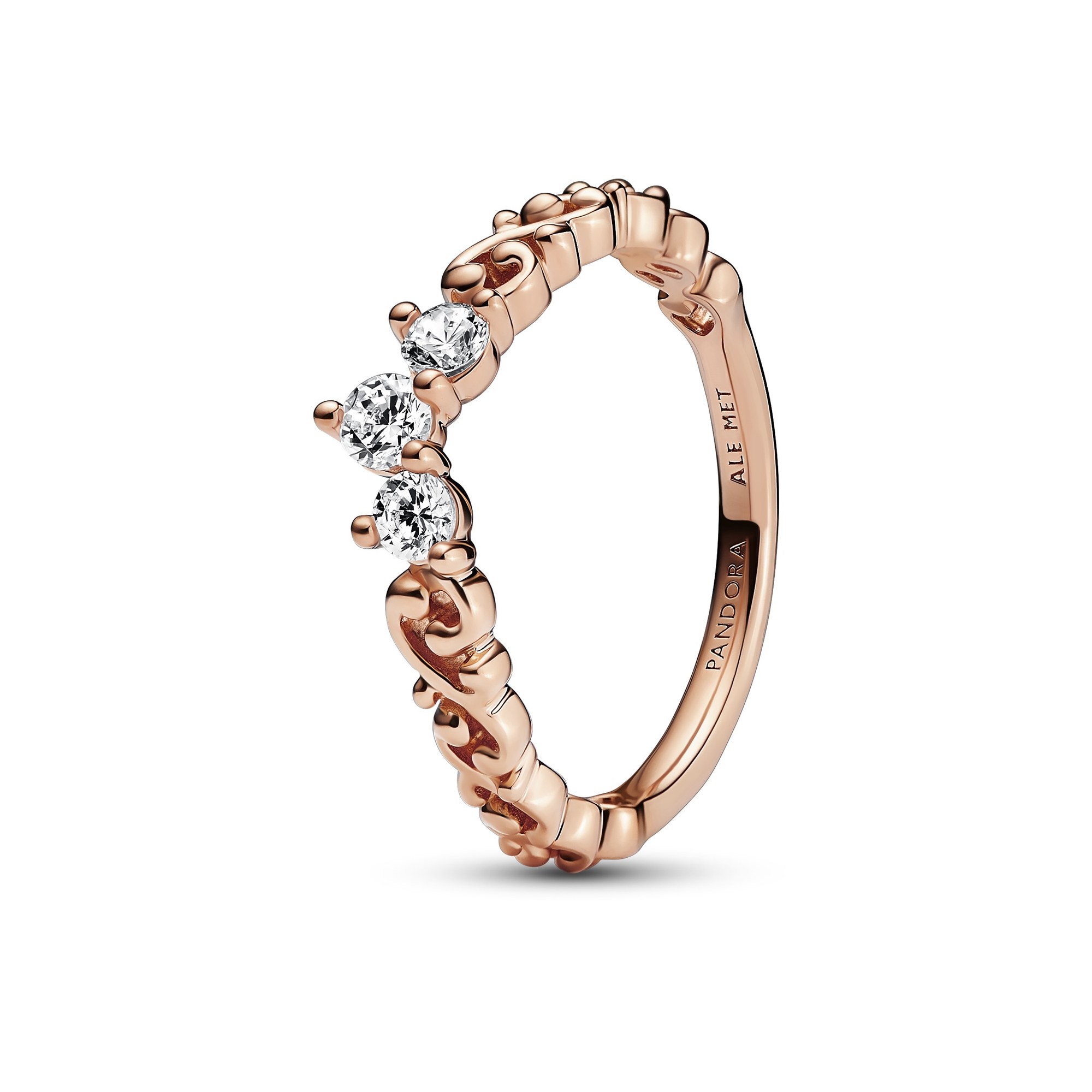 Pandora königlicher Tiara Diadem-Ring - 585 Roségoldvergoldung + Zirkonia - Klar