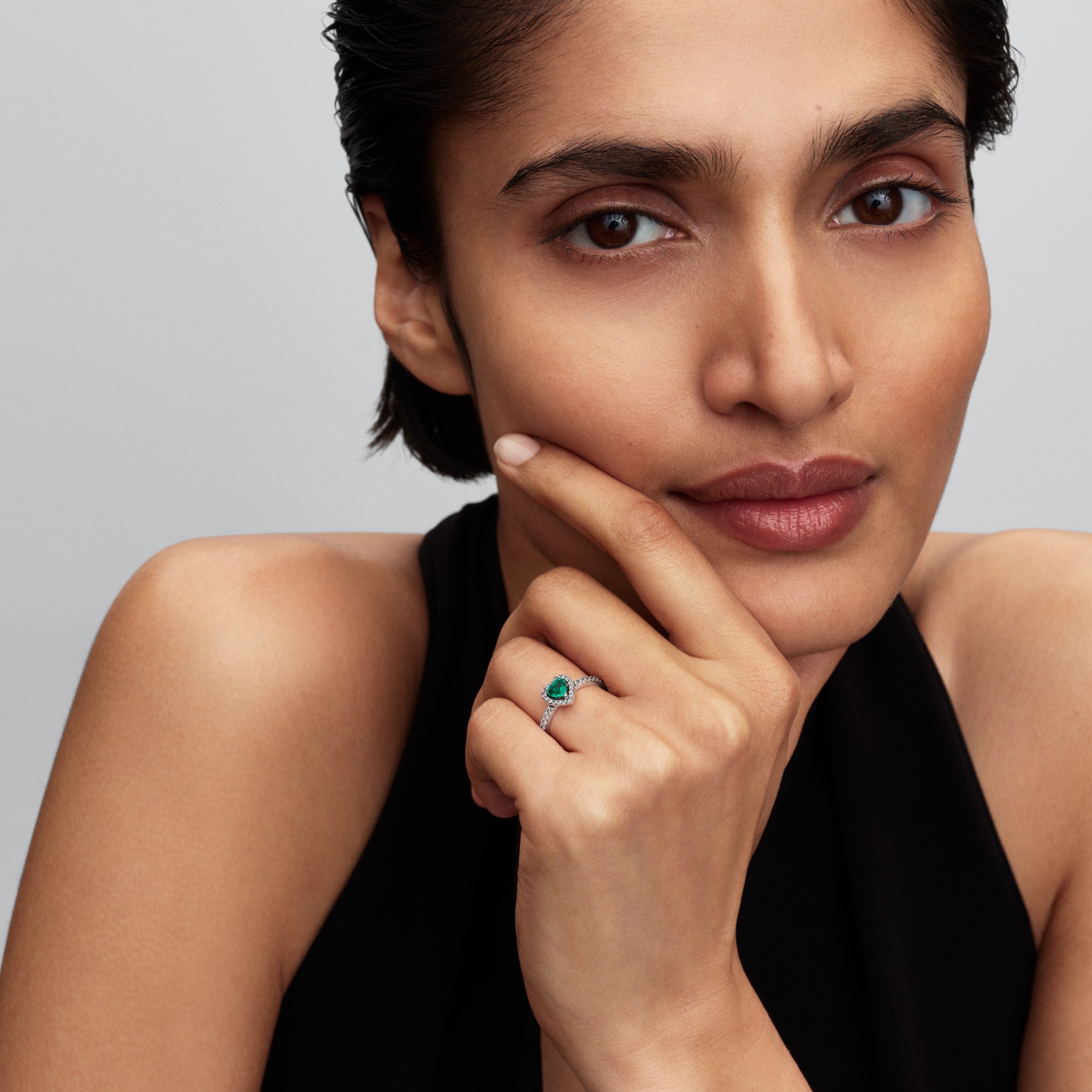 Pandora royalgrüner Herz Ring - Sterling Silber - Kristall – Ansicht 3