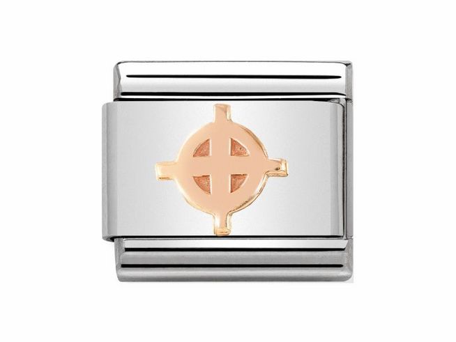 Nomination Classic Roségold Relief 430106 19 Celtic Kreuz in Roségold und Edelstahl mit einem markanten keltischen Kreuzdesign für stilvollen Schmuck.