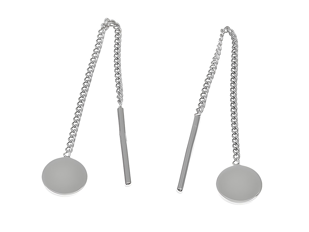 Ohrringe zum Durchziehen mit Kreisplättchen aus rhodiniertem Sterling Silber, elegant und modern, ohne Stein, von Juwelier Harnisch, geeignet für jeden Anlass.