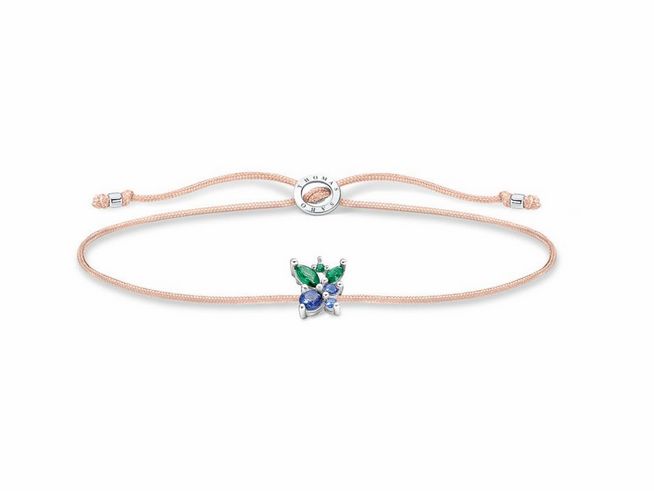 Thomas Sabo Armband LS128-166-7-L20V aus Sterling Silber mit Glas-Keramik Steinen in mehrfarbigen Tönen und Zirkonia, verstellbar von 13 bis 20 cm, elegantes Design auf Nylon-Basis.