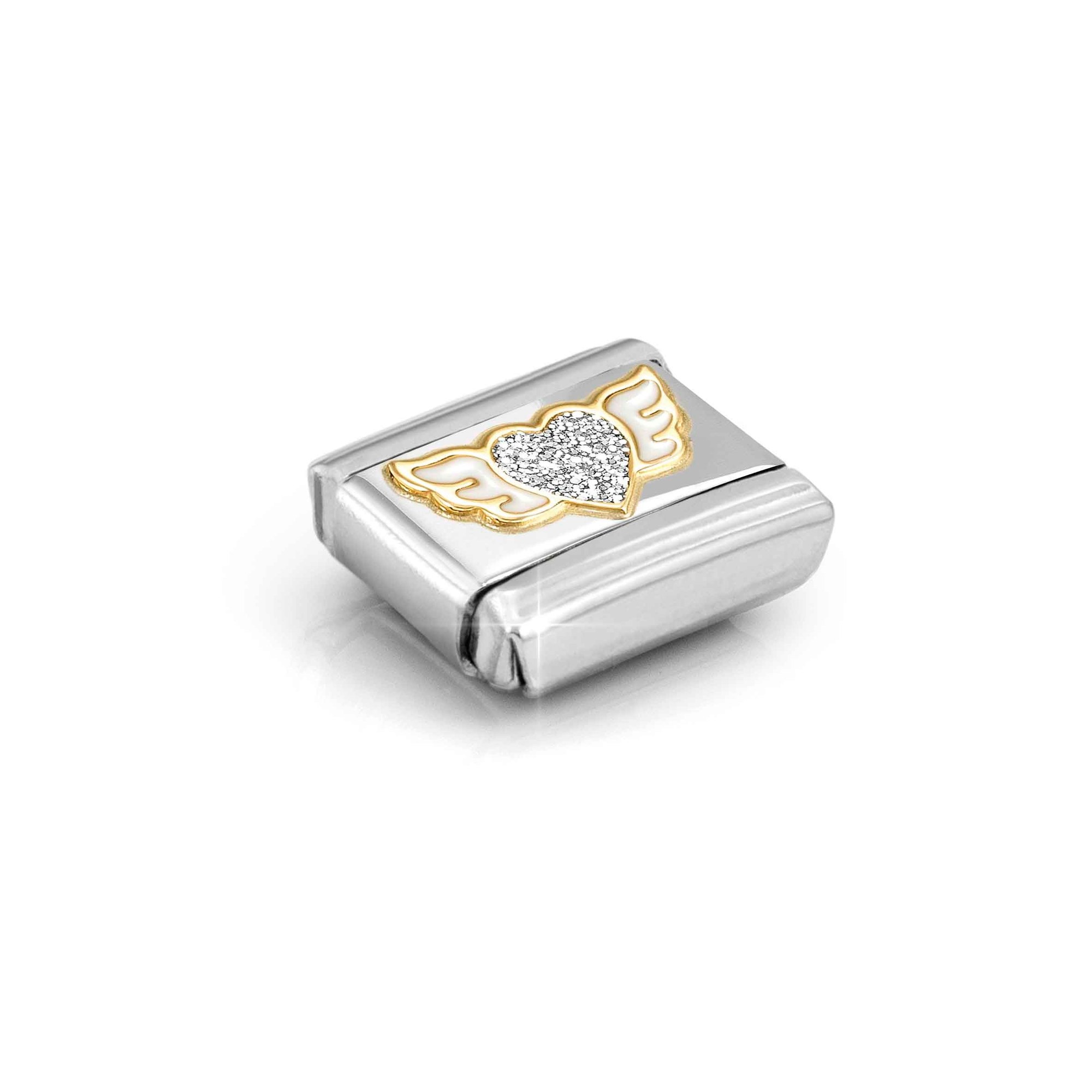 Nomination Composable Classic Charm Herz mit Flügeln - Edelstahl, Gold 750 Gelbgold, Zirkonia – Ansicht 4