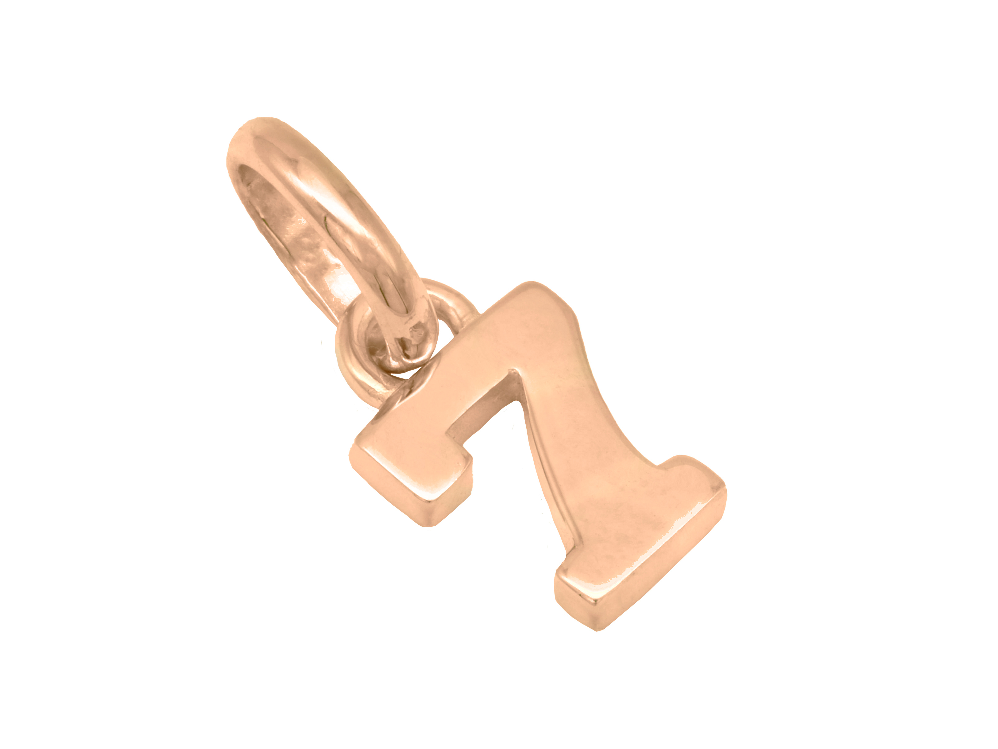 Silber Anhänger Zahl 7 aus Sterling Silber roségold vergoldet und poliert, symbolisiert die Glückszahl und wird vom Juwelier Harnisch angeboten.