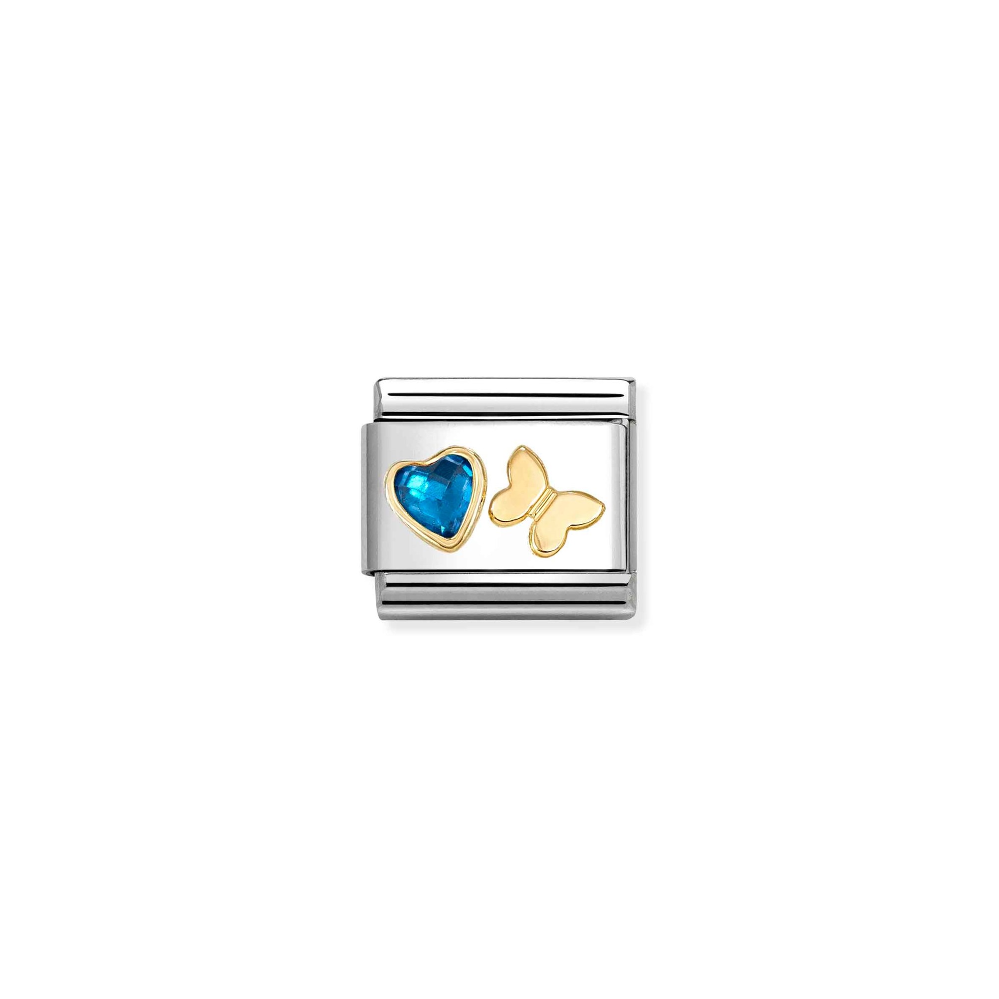 Nomination Composable Classic Charm Schmetterling blau - Edelstahl, Gold 750 Gelbgold, Zirkonia – Ansicht 2