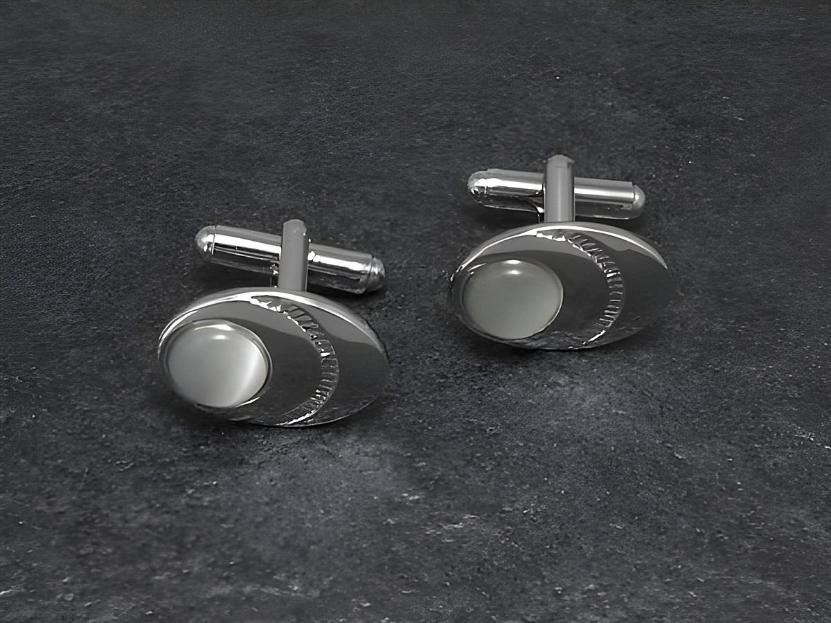 Manschettenknöpfe in perlmuttfarben, 19,6 mm, silberfarben von Juwelier Harnisch, elegant und stilvoll, ideal für besondere Anlässe oder als modisches Accessoire.