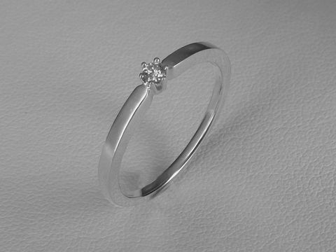 Verlobungsring aus Weißgold mit einem Brillanten von 0,05 ct. W/si in Größe 52, Hersteller Juwelier Harnisch, schlichtes Design bis Größe 52/17.