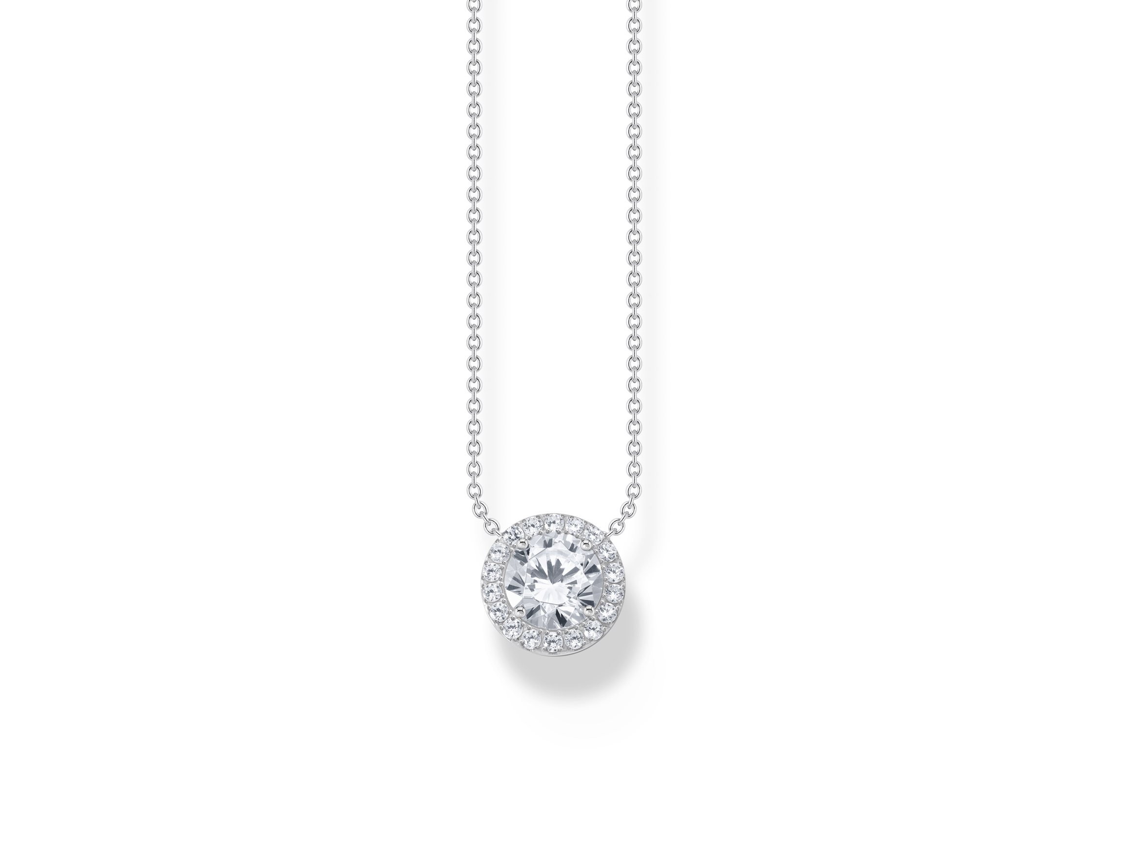 Helle Thomas Sabo Herz SPARKLING WHITE Kette aus Silber mit Zirkonia, 40-45 cm lang, elegant und funkelnd, perfektes Schmuckstück für besondere Anlässe.