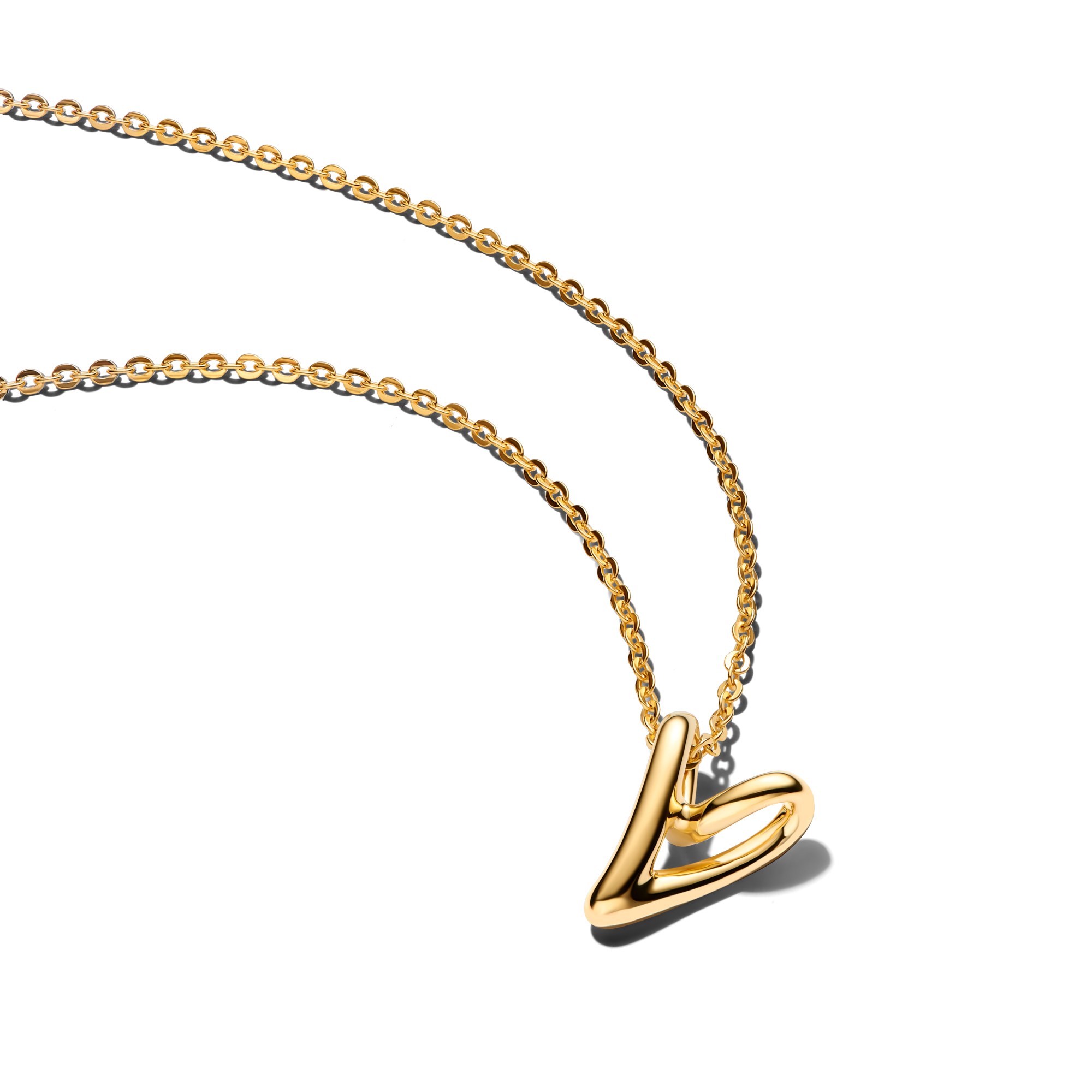 Pandora organisch geformte Herz Kleiner Anhänger Halskette - Gelbgold Vergoldung - 45 cm – Ansicht 2