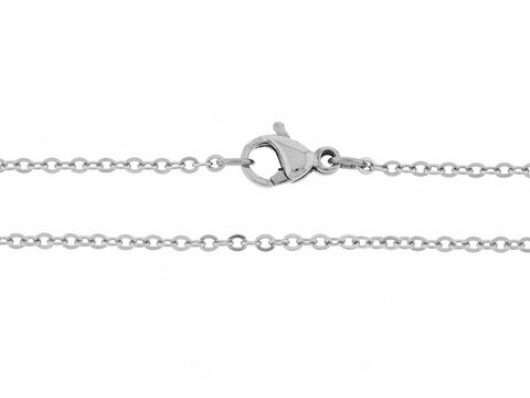 Edelstahl Ankerkette mit einer Länge von 46 cm und einer Stärke von 1,6 x 1,6 mm, ausgestattet mit einem sicheren Verschluss, geeignet für modisches Tragen oder als Schmuckstück.