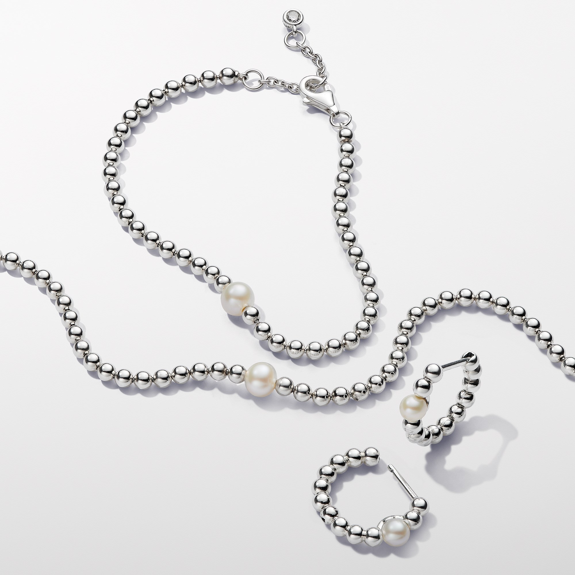 Pandora Zuchtperle & Kugeln Armband - Silber - Steinmix Weiß – Ansicht 2