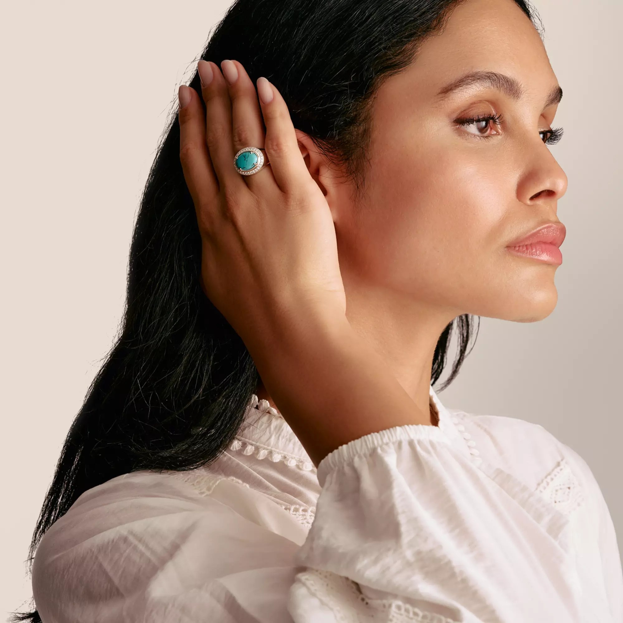 Thomas Sabo Ring Oval Türkis Silber – ELYNDRA – Zirkonia – Ansicht 4
