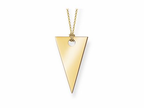 Collier von Thomas Sabo KE1541-413-12-L80 aus Silber vergoldet in Gelbgold mit einem modernen, dreieckigen Anhänger, perfekt für stilvolle Auftritte und anpassbare Eleganz.