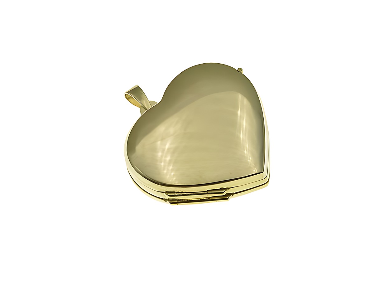Herz Medaillon aus Gold 750, poliert, geeignet für 4 Bilder, hergestellt von Juwelier Harnisch, elegantes und zeitloses Design, perfekt als romantisches Geschenk oder persönliche Erinnerung.