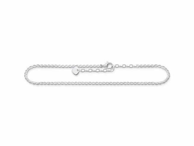 Elegante Thomas Sabo Fußkette aus Sterling Silber, Modell AK0035-001-21-L27V, verstellbar auf 27 cm, mit klassischem Design und feinem Glanz, ideal für lässige und elegante Outfits.