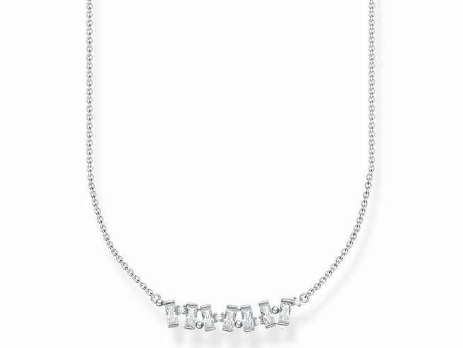 Charming Kette von Thomas Sabo aus Sterling Silber mit weißen Zirkonia, Länge 38 bis 45 cm, filigranes Design mit funkelnden Elementen, ideal für jeden Anlass.