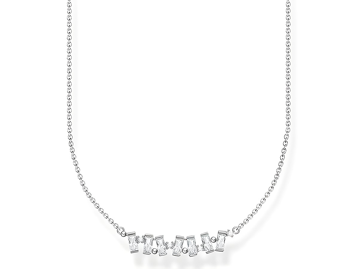 Charming Kette von Thomas Sabo aus Sterling Silber mit weißen Zirkonia, Länge 38 bis 45 cm, filigranes Design mit funkelnden Elementen, ideal für jeden Anlass.