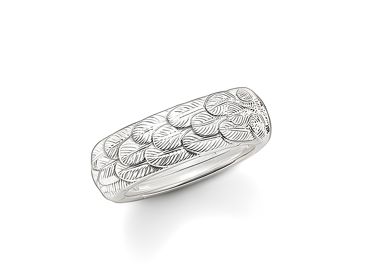 Thomas Sabo Ring TR1897-001-12-54 in Silber mit einem feinen Federdesign, Größe 54, präsentiert sich elegant und zeitlos, ideal für stilvolle Akzente.
