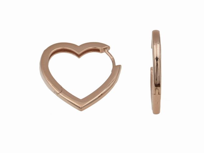 Creolen 2,1 cm aus Sterling Silber mit Roségoldvergoldung in Herzform, hergestellt von Juwelier Harnisch, elegantes und zeitloses Design.