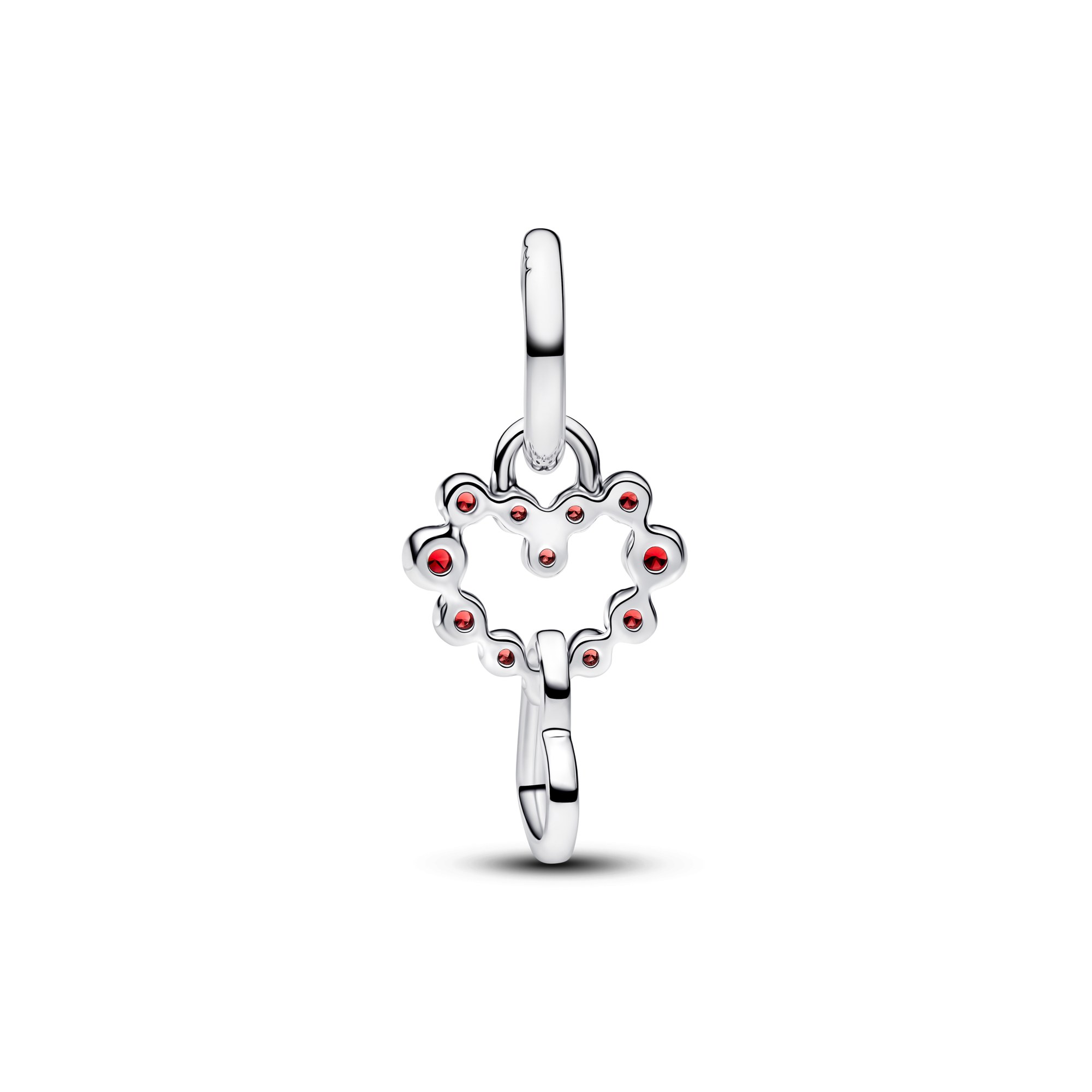 Pandora Verbundene Herzen & Rote Steine - Charm Anhänger - Silber - Kristall - Rot – Ansicht 3