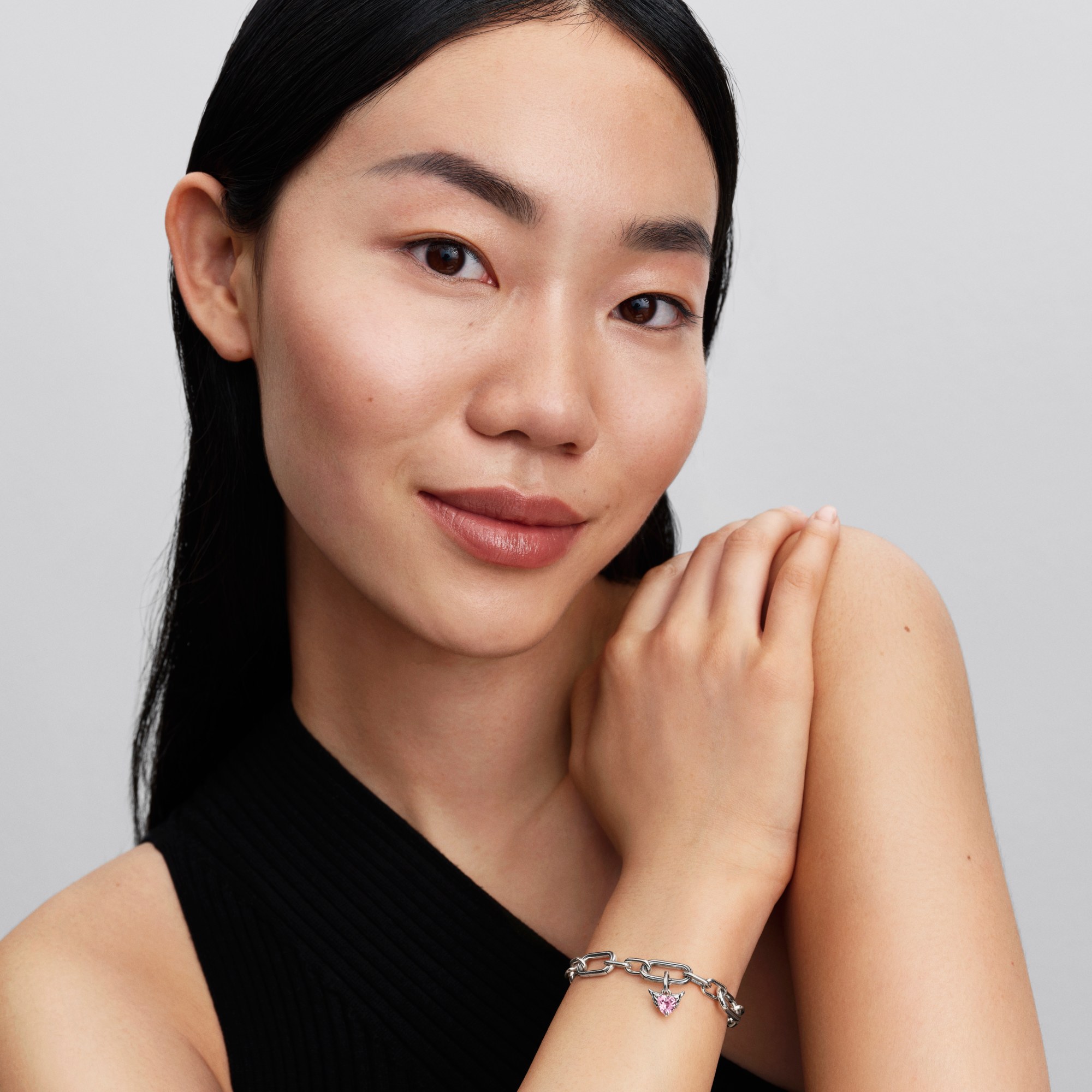 Pandora ME Geflügeltes Herz Mini - Charm Anhänger - Silber - Kristall - Pink – Ansicht 5