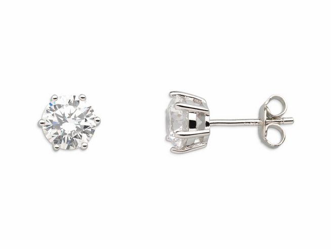 Xenox Sterling Silber Ohrringe XS7137 in Krappe Silber mit funkelndem, runden Kristall. Elegantes Design für jeden Anlass, idealer Ohrschmuck für stilvolle Auftritte.