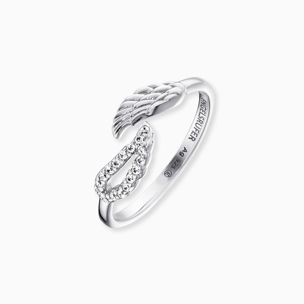 Engelsrufer TWINWING Ring Doppel-Flügel mit Zirkonia - Silber rhodiniert – Ansicht 2