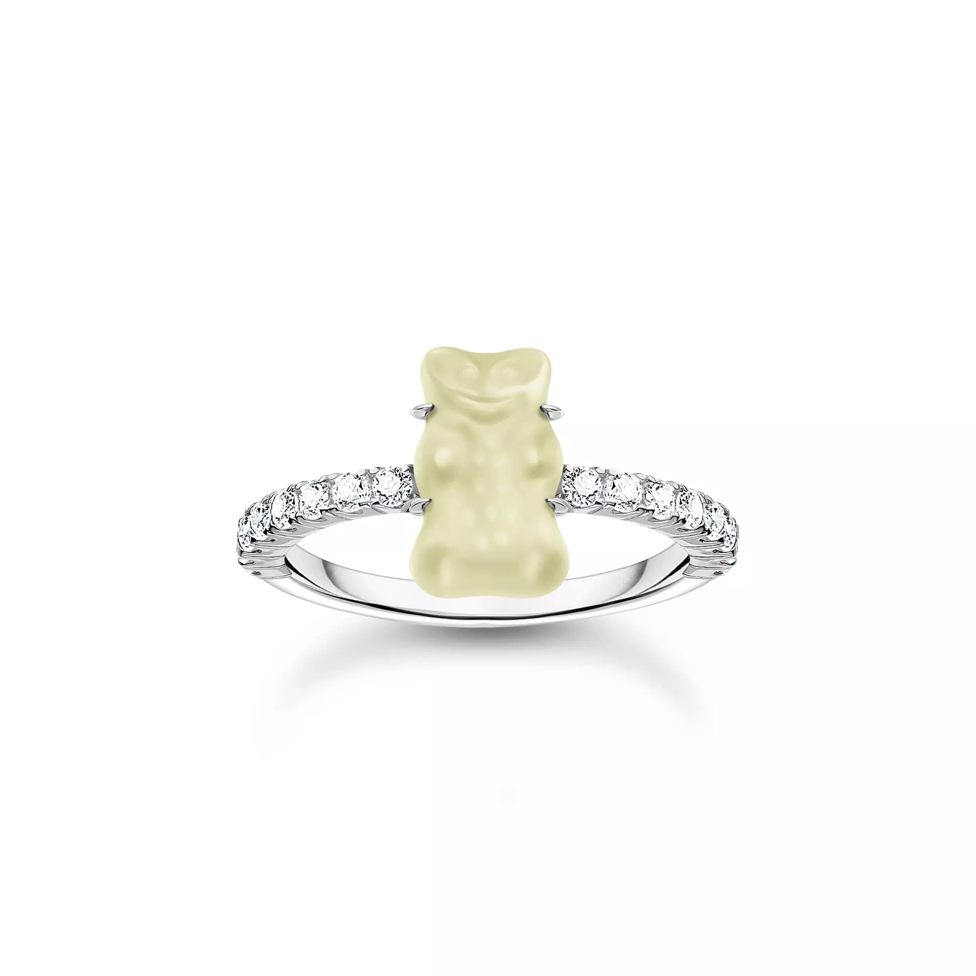 Thomas Sabo HARIBO Ring mit Goldbär - Gummibärchen - Silber & Glas & Zirkonia - Weiß