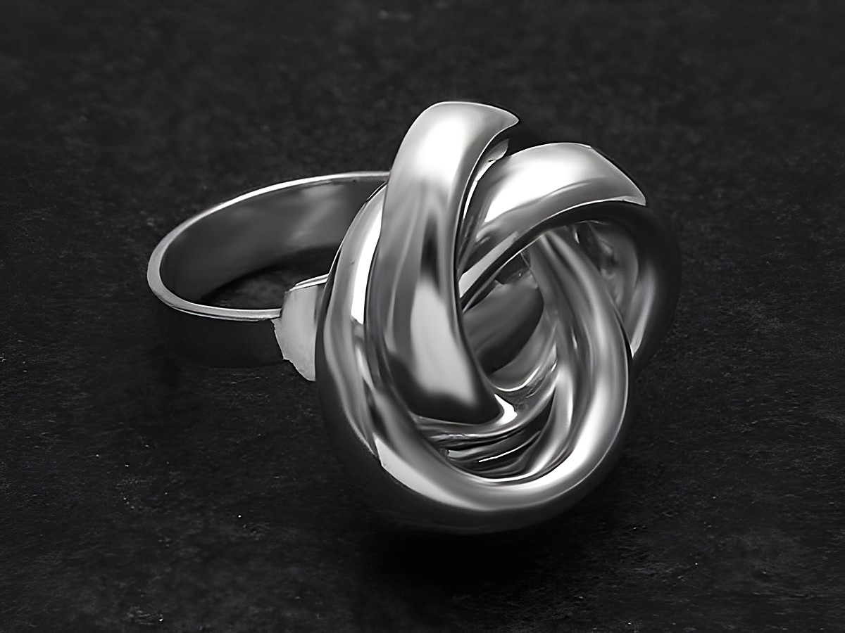 Silberring TRILOGIE in weit verstellbarer Größe, ohne Stein, hergestellt von Juwelier Harnisch, mit elegantem, geschwungenem Design und glänzender Oberfläche.