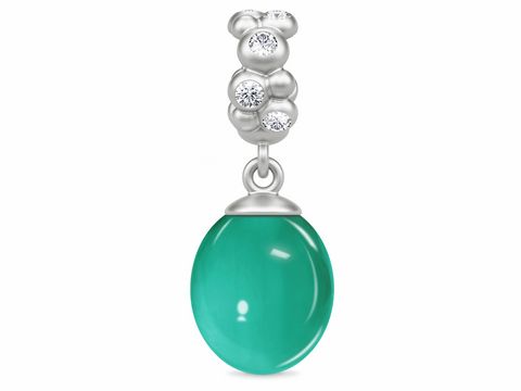 Silber Anhänger Endless Charm 43531-5 in Emerald Ocean Drop Design mit einem leuchtend grünen Tropfen und funkelnden Zirkonia-Elementen für zeitlose Eleganz.