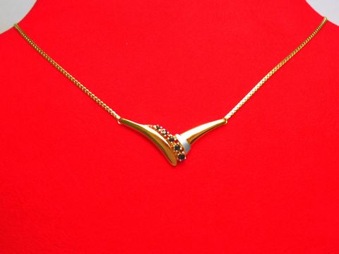Collier Goldkette 333 Mittelteil bicolor mit Saphir 42cm vom Hersteller Juwelier Harnisch, elegant und geschmackvoll in gold und silber, ideal für besondere Anlässe.