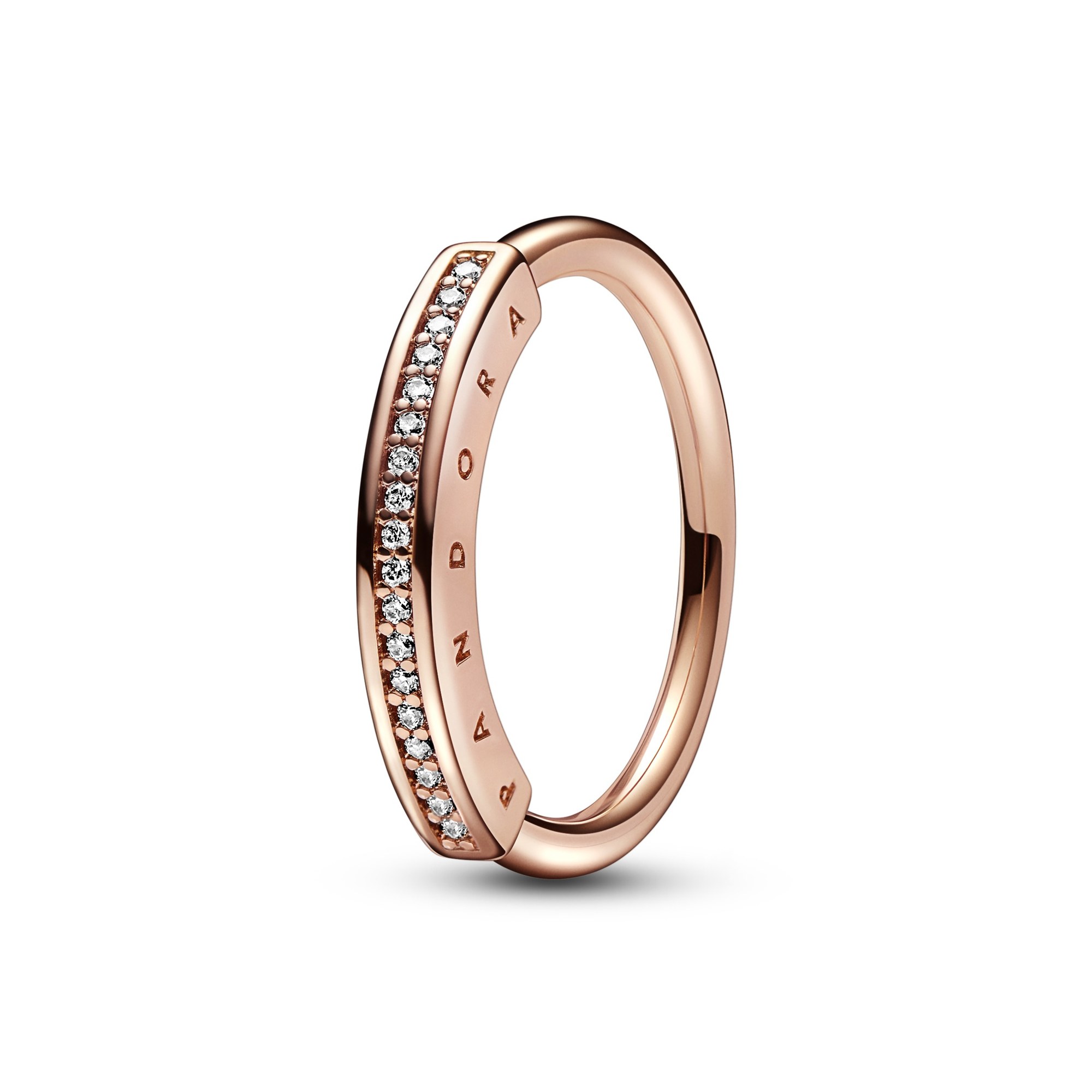 Pandora Signature I-D Pavé-Ring - 585 Roségoldvergoldung + Zirkonia - Klar