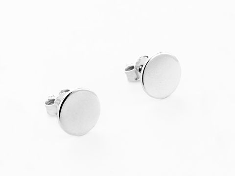 Rund Ohrstecker elegant aus Silber rhodiniert vom Hersteller Juwelier Harnisch, ohne Stein, mit schimmerndem, glattem Finish und zeitlosem Design.