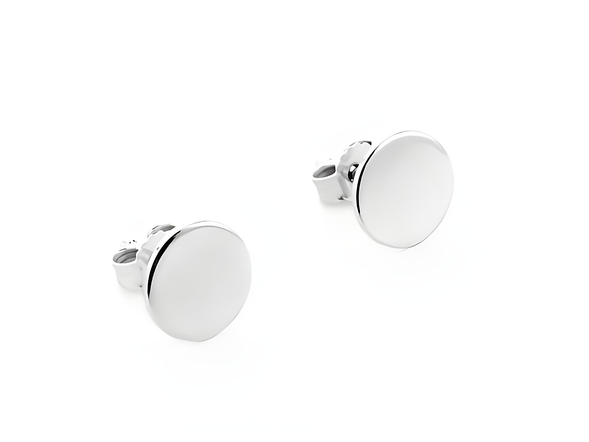 Rund Ohrstecker elegant aus Silber rhodiniert vom Hersteller Juwelier Harnisch, ohne Stein, mit schimmerndem, glattem Finish und zeitlosem Design.