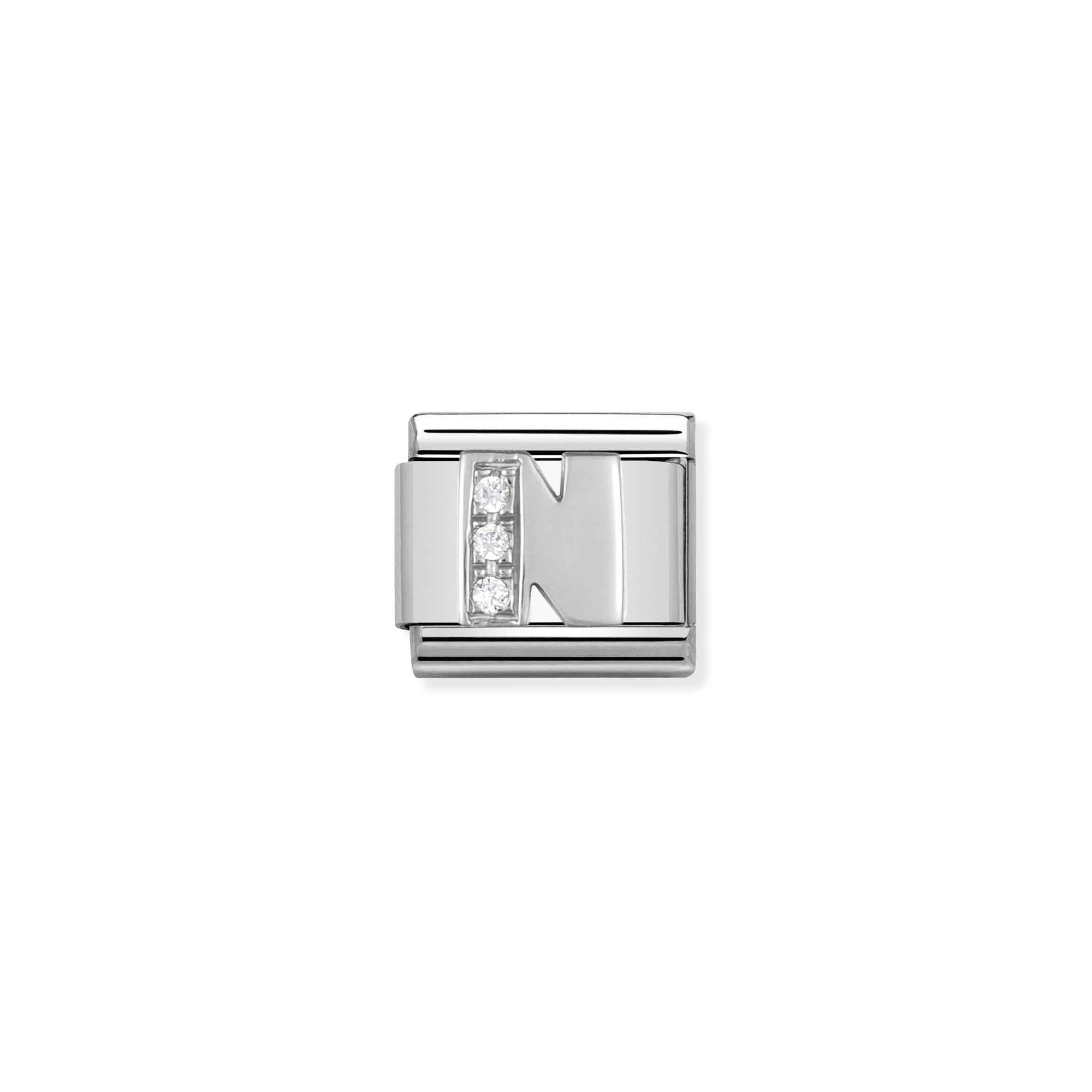 Nomination Composable Classic Charm Buchstabe N - Edelstahl, Sterling Silber, Zirkonia