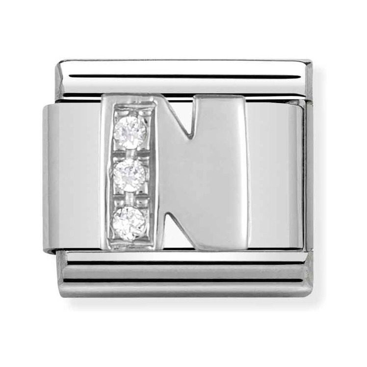 Nomination Composable Classic Charm Buchstabe N - Edelstahl, Sterling Silber, Zirkonia