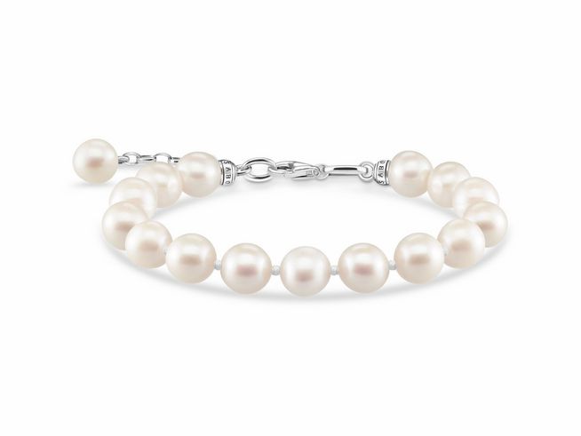 Thomas Sabo Armband A2046-082-14-L19V aus Sterling Silber mit Zuchtperlen, 19 cm verstellbar, elegantes Design, ideale Verzierung für jedes Handgelenk.