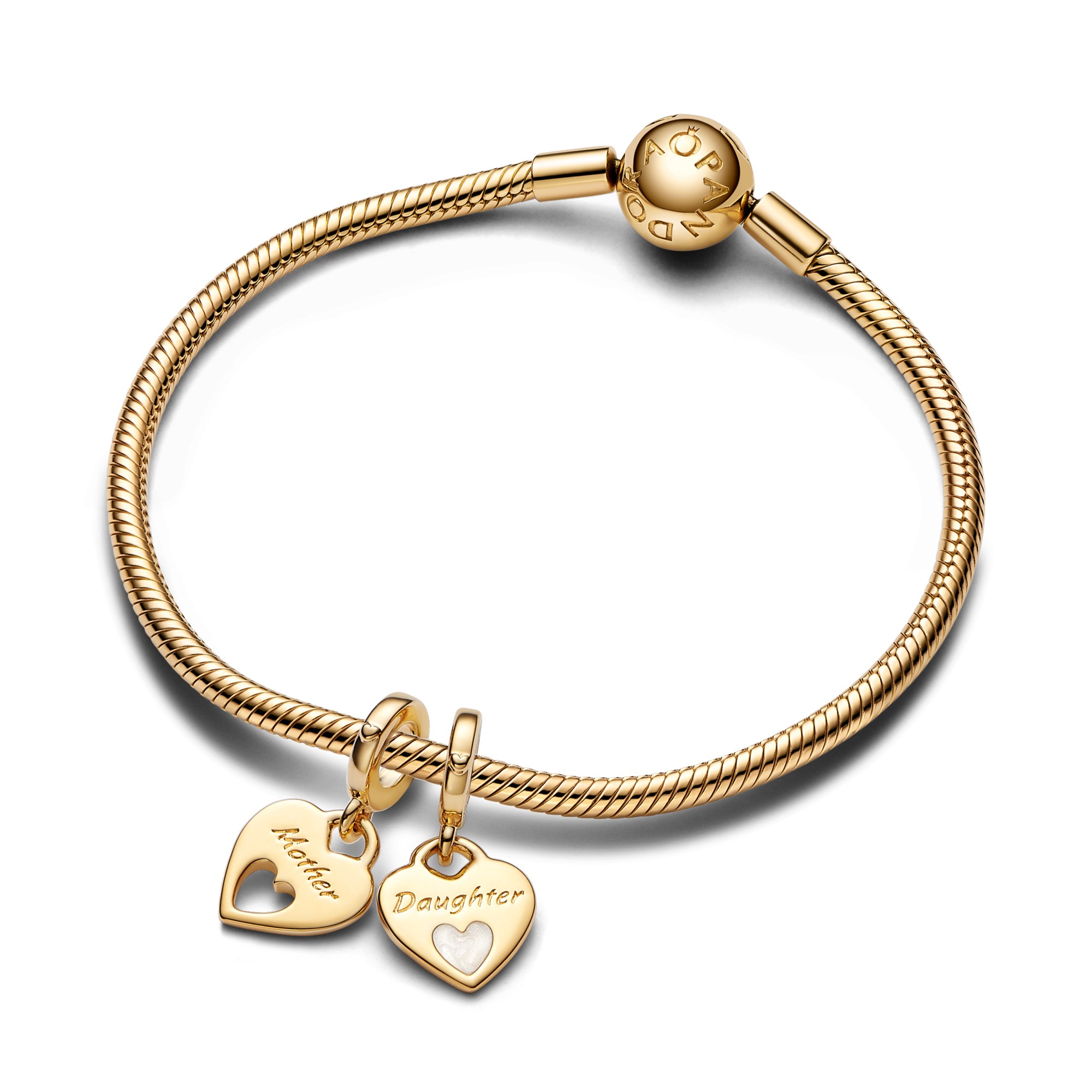 Pandora Doppeltes Herz - geteilt - Mother & Daughter - Gelbgold vergoldet - Emaille – Ansicht 3