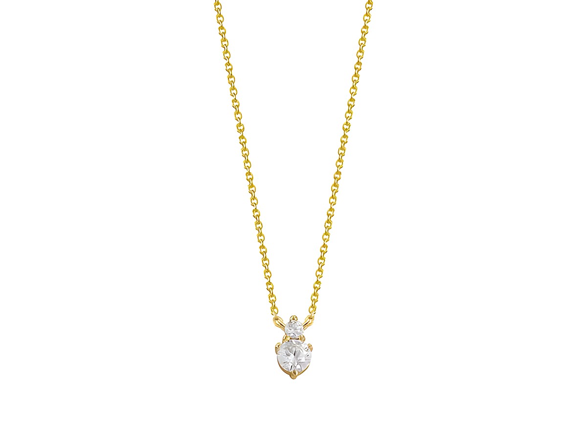 Eine elegante XENOX Sterling Silber Kette XS7347G in 40-45 cm mit einer Krappenfassung aus gelbgold vergoldeter Karreekette, geschmückt mit einem funkelnden Anhänger.