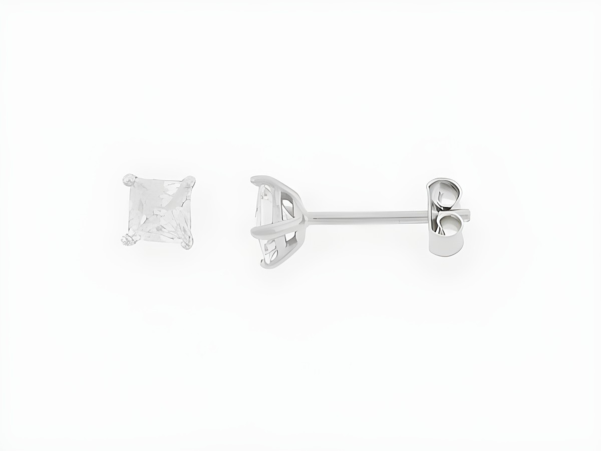 Silber Ohrringe Quadrat Silber 5 mm Zirkonia Stecker hergestellt von Juwelier Harnisch Zirkonia. Perfekte Ergänzung für eleganten Schmuckstil.