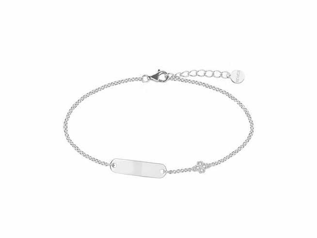 Xenox Sterling Silber Armband XS3467 von 14-16 cm mit Ankerkette und kleeblattförmigem Detail, elegantes Design für jeden Anlass.