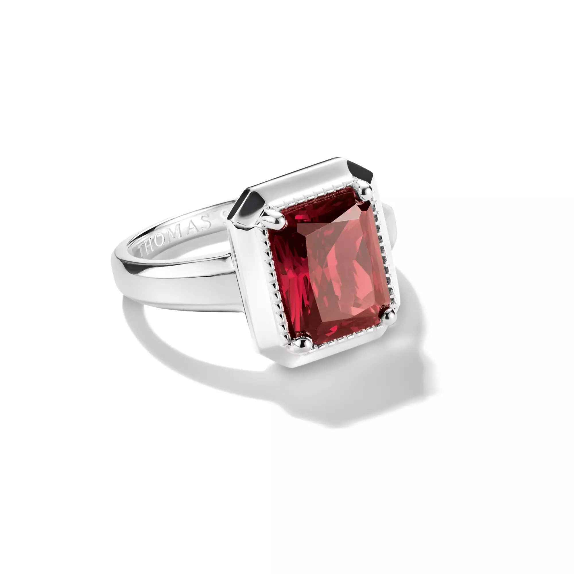 Thomas Sabo Ring mit granatrotem Zirkoniastein ELYNDRA Silber – Zirkonia – Ansicht 3