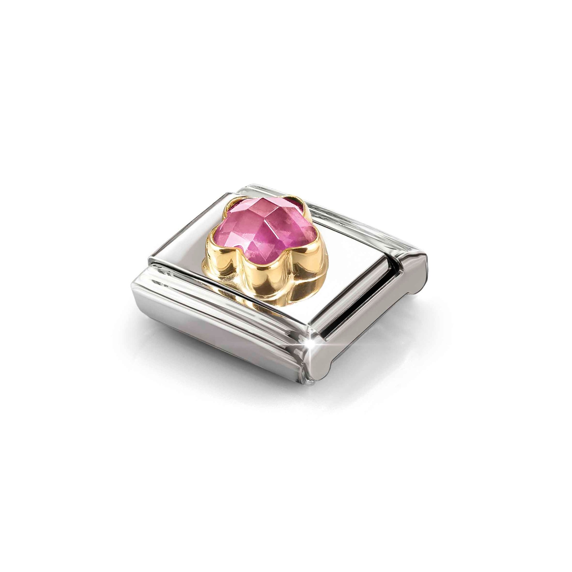 Nomination Composable Classic Charm Blüte magenta - Edelstahl, Gold 750 Gelbgold, Zirkonia – Ansicht 5