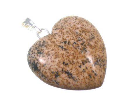 Herzanhänger aus Landschafts Jaspis in Herzform mit natürlicher Musterung, ideal für Kinderschmuck, Hersteller Juwelier Harnisch, glänzende Silberöse, einzigartige Ausstrahlung.