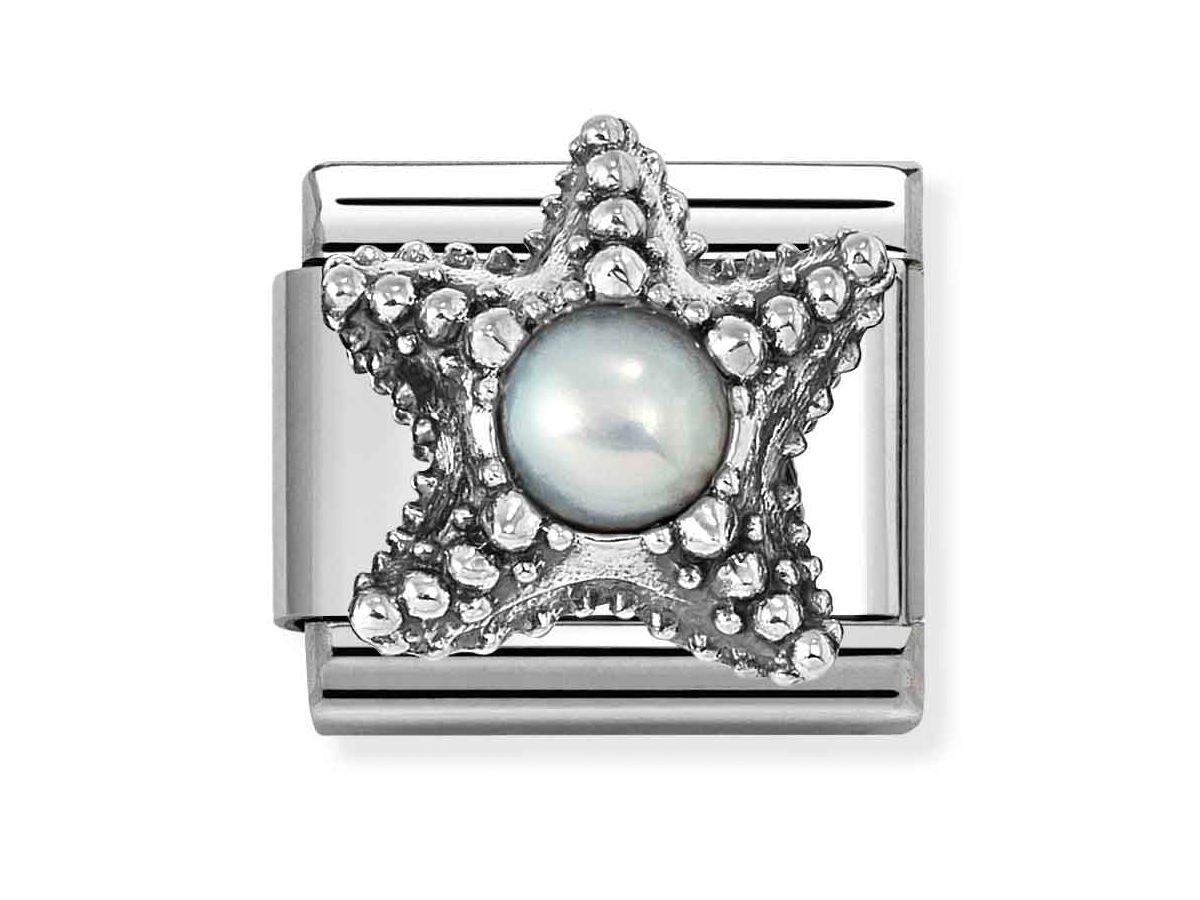Nomination 330511 09 - CLASSIC Symbol aus Sterling Silber oxidiert - Edelstein - Seestern-Perle - weiß