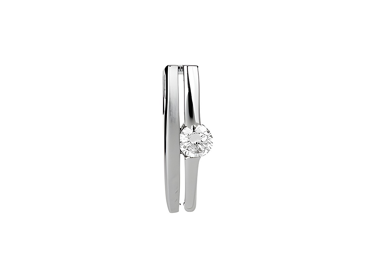 Stäbchen Anhänger in klassischem Design aus rhodiniertem Silber, verziert mit einem weißen Zirkonia, hergestellt von Juwelier Harnisch, ideal für elegante Akzente.