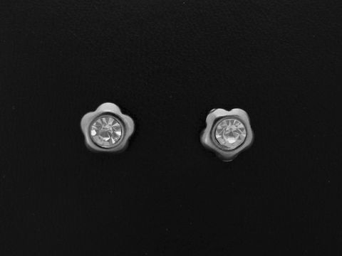Ohrringe in Blumenform aus Edelstahl mit Glasstein, Hersteller Juwelier Harnisch, edelstahl Stecker, ideal für jeden Anlass.