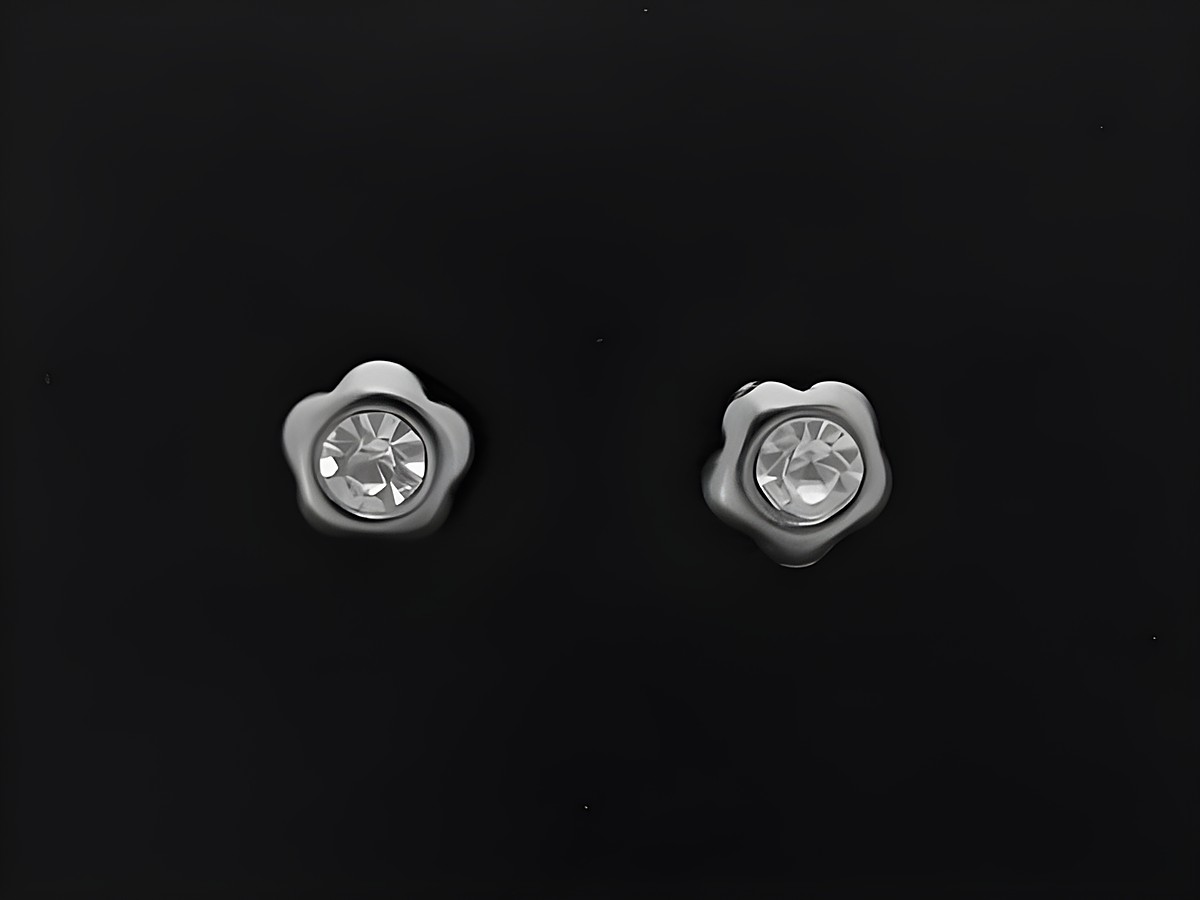 Ohrringe in Blumenform aus Edelstahl mit Glasstein, Hersteller Juwelier Harnisch, edelstahl Stecker, ideal für jeden Anlass.